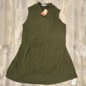 NWT Of Mercer Park Place Sleeveless Knee Length V Neck Dress Olive Green Size 1X